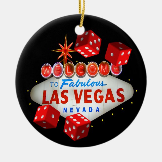 Cerâmica Ornamento bem-vindo de Las Vegas dos dados (Frente)