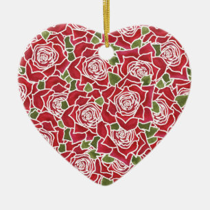 Cerâmica Ornamento bonito em forma de coração: Padrão Rosa 