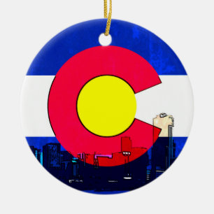 Cerâmica Ornamento brilhante da skyline da bandeira de