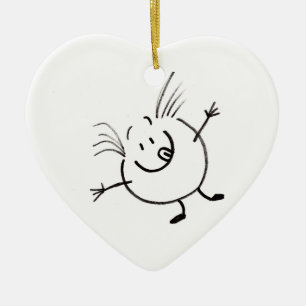 Cerâmica Ornamento Cardíaco de Cara Doodle Goofy