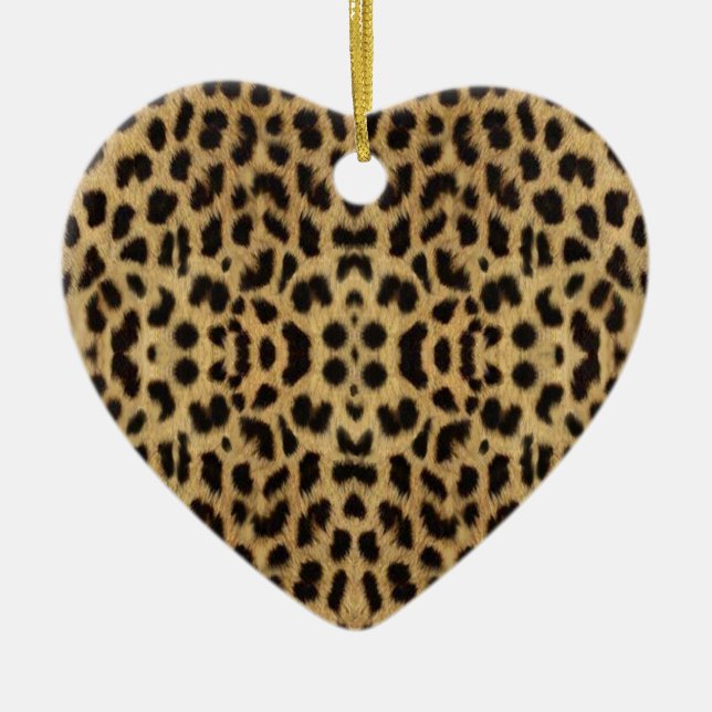 Cerâmica Ornamento Cardíaco de Impressão Leopardo (Frente)
