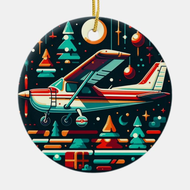 Cerâmica Ornamento Cerâmico Clássico de Cessna de Avião Cir (Frente)