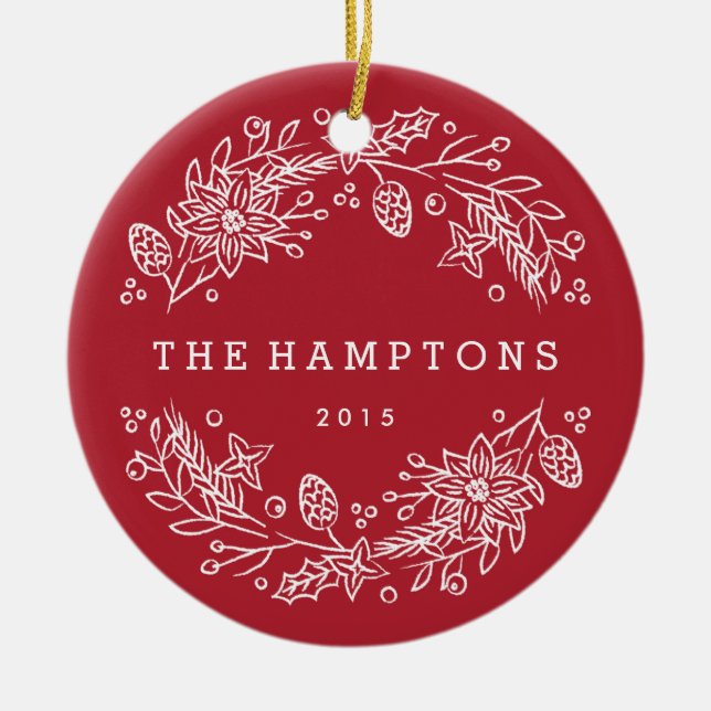 Cerâmica Ornamento Cerâmico da Wreath de Natal - Berry (Frente)