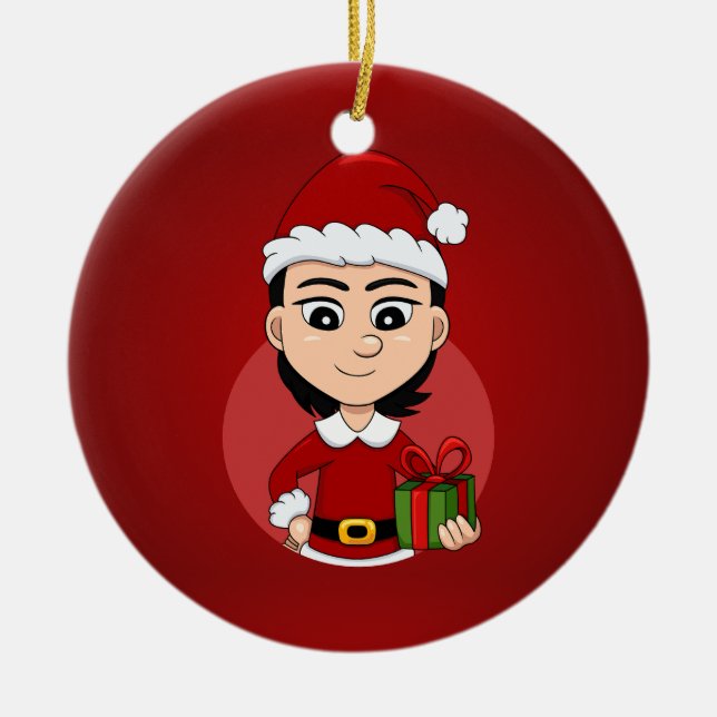 Cerâmica Ornamento cerâmico de animação de natal (Frente)