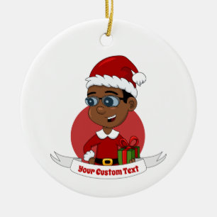Cerâmica Ornamento cerâmico de animação do menino de Natal