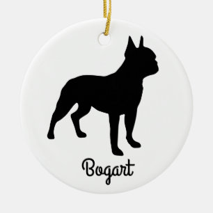 Cerâmica Ornamento Cerâmico de Boston Terrier Silhouette