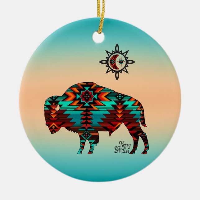 Cerâmica Ornamento Cerâmico de Buffalo Sudoeste (Frente)