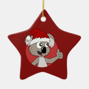 Cerâmica Ornamento cerâmico de cartoon koala de Natal