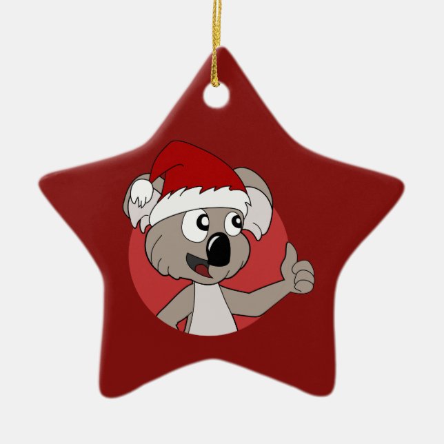 Cerâmica Ornamento cerâmico de cartoon koala de Natal (Frente)