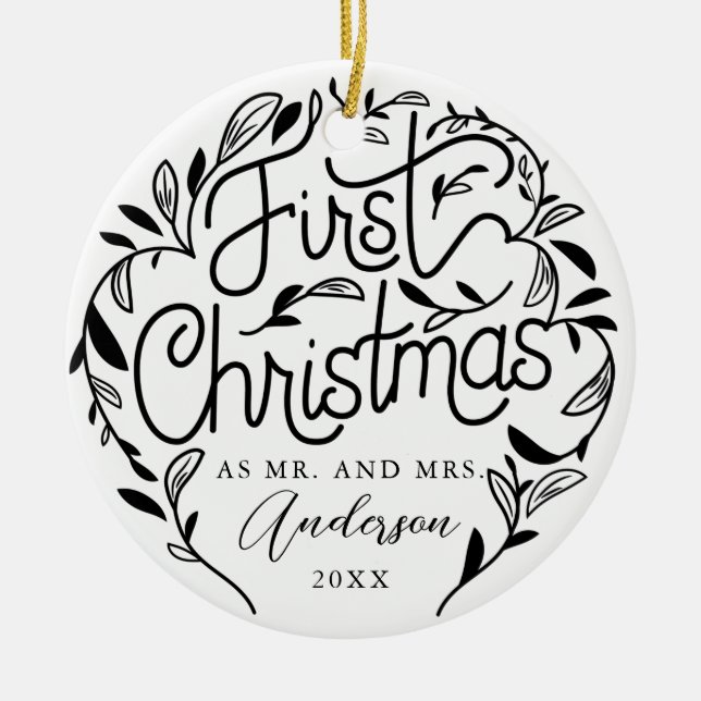 Cerâmica Ornamento cerâmico de Casal casado de Natal (Frente)