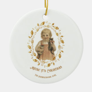 Cerâmica Ornamento Cerâmico de Cat Vintage de Natal