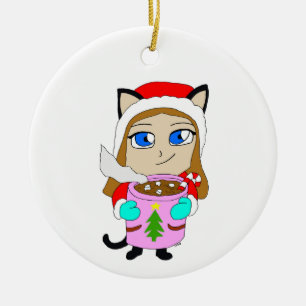 Cerâmica ornamento cerâmico de chibi catgirl