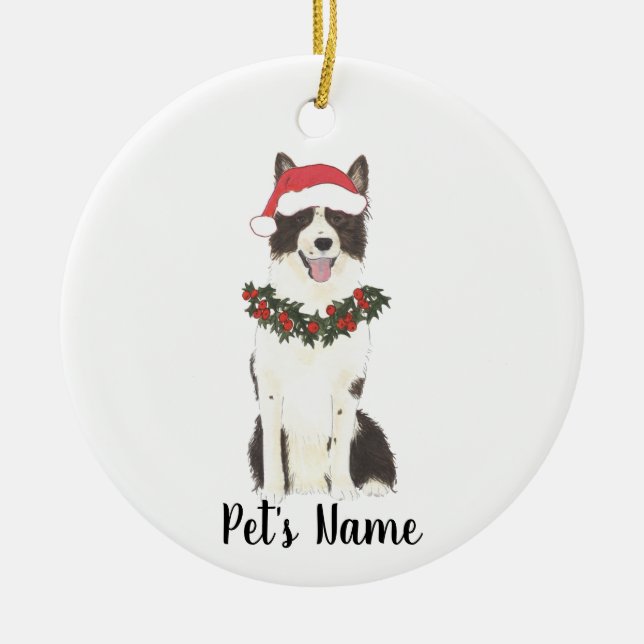 Cerâmica Ornamento Cerâmico de Collie de Borda Personalizad (Frente)