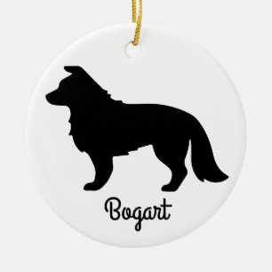 Cerâmica Ornamento Cerâmico de Collie Silhouette Fronteira