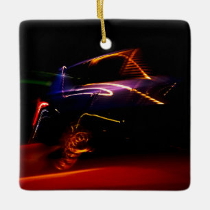 Cerâmica ornamento cerâmico de dança de carro roxo