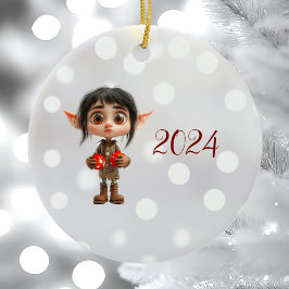 Cerâmica Ornamento Cerâmico De Elf De Natal Surpreso