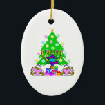 Cerâmica Ornamento Cerâmico de Feriado Interreligioso<br><div class="desc">Dons de Natal e ornamentos de menorah Chanukah para famílias de inter-fé que são judeus e cristãos celebrando as duas festas desta temporada.</div>