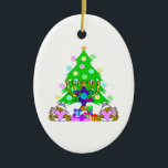 Cerâmica Ornamento Cerâmico de Feriado Interreligioso<br><div class="desc">Dons de Natal e ornamentos de menorah Chanukah para famílias de inter-fé que são judeus e cristãos celebrando as duas festas desta temporada.</div>