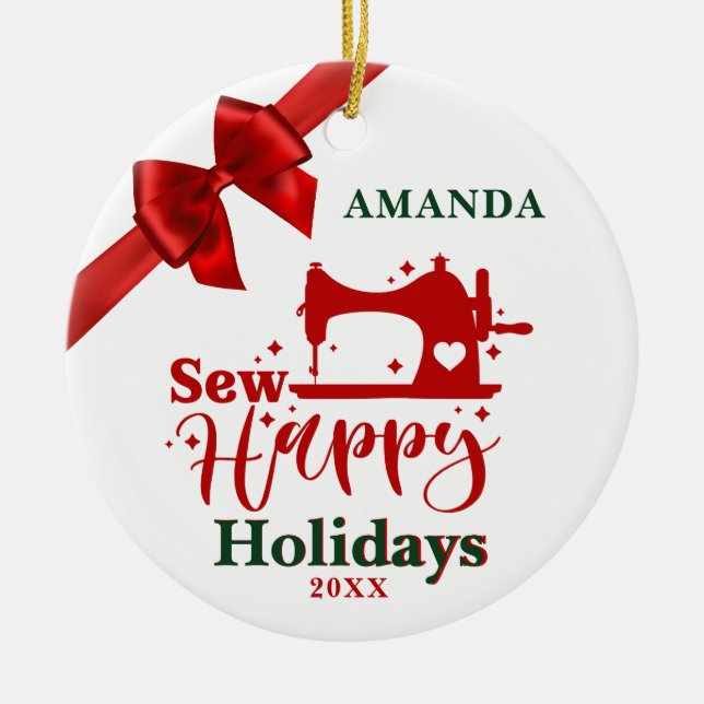 Cerâmica Ornamento cerâmico de festas felizes para entusias (Frente)