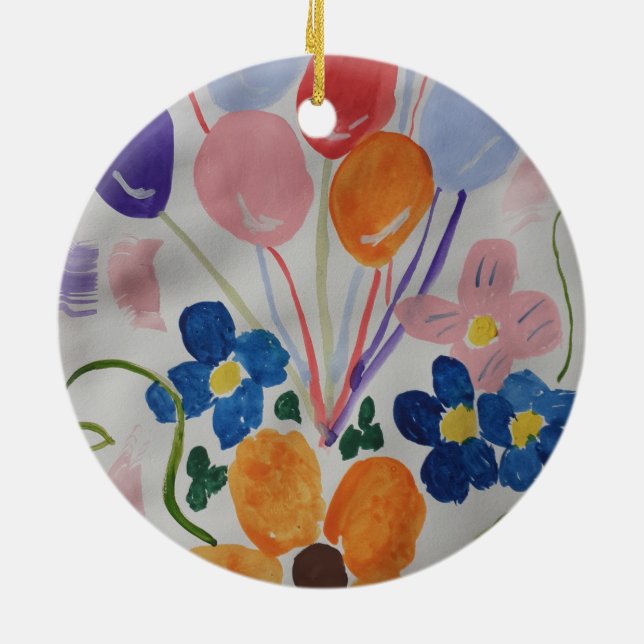 Cerâmica Ornamento Cerâmico de Flores e Balões (Traseira)