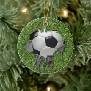 Cerâmica Ornamento cerâmico de futebol rasgado