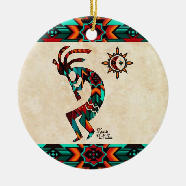 Cerâmica Ornamento Cerâmico de Kokopelli no Sudoeste (Frente)