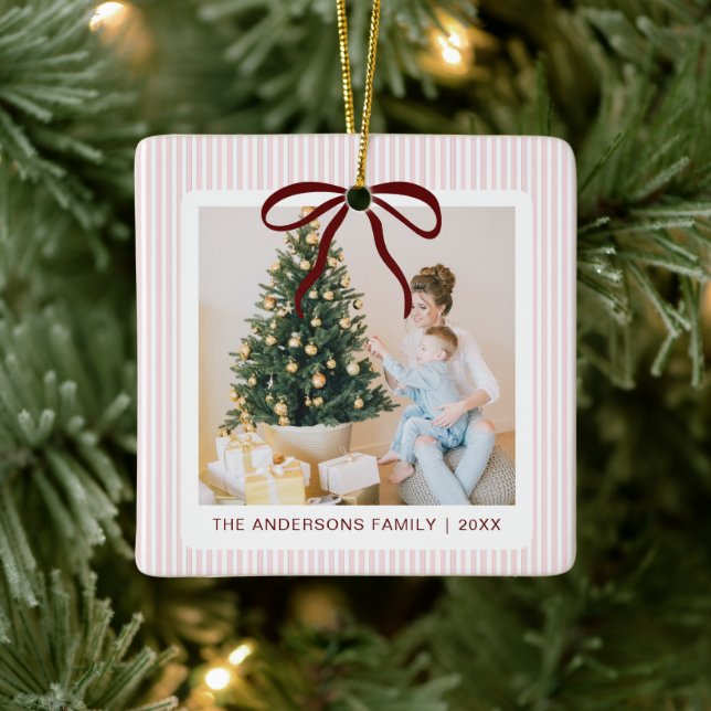 Cerâmica Ornamento Cerâmico de Natal com Listras Rosa Cláss (Árvore)