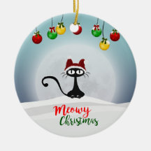 Ornamento cerâmico de Natal Cute Meowy