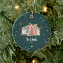 Ornamento Cerâmico de Natal para Casa Rosa do Sécu