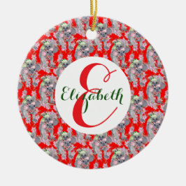 Cerâmica Ornamento Cerâmico de Natal Vermelho da Família Ko