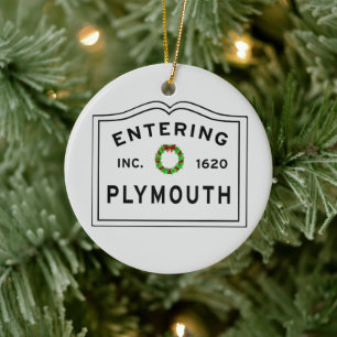 Cerâmica Ornamento cerâmico de Plymouth, MÃE Holiday Wreath