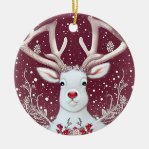 Cerâmica Ornamento Cerâmico de Reindeer de Natal