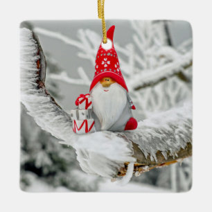 Cerâmica Ornamento Cerâmico do Elf Snowy Trees de Natal
