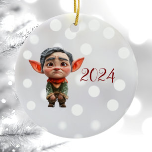 Cerâmica Ornamento Cerâmico Elf de Natal de Pai Cansado