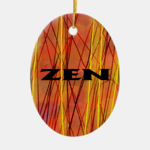 Cerâmica Ornamento cerâmico oval de fio preto Zen
