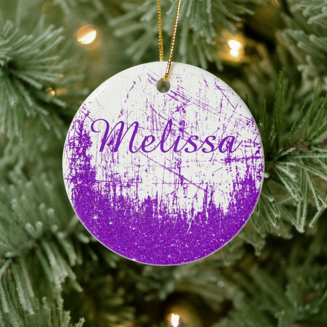 Cerâmica Ornamento cerâmico personalizado de denim e brilho (Árvore)