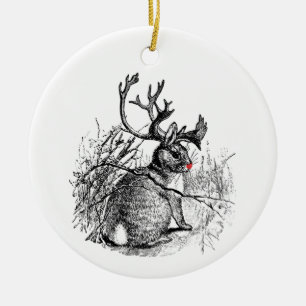 Cerâmica Ornamento cheirado vermelho de Jackalope