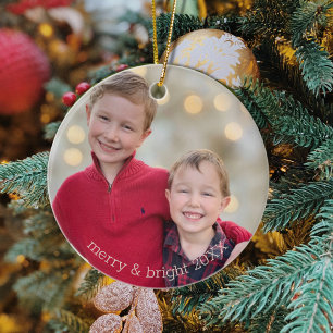 Cerâmica Ornamento Clássico de Foto de Natal