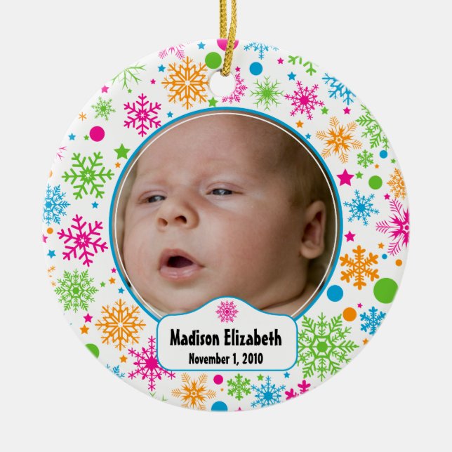 Cerâmica Ornamento Colorido do Floco de Neve (Frente)