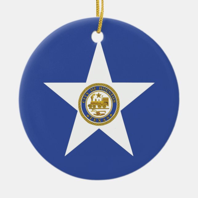 Cerâmica Ornamento com bandeira de Houston, EUA (Frente)