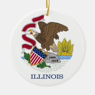 Cerâmica Ornamento com bandeira de Illinois