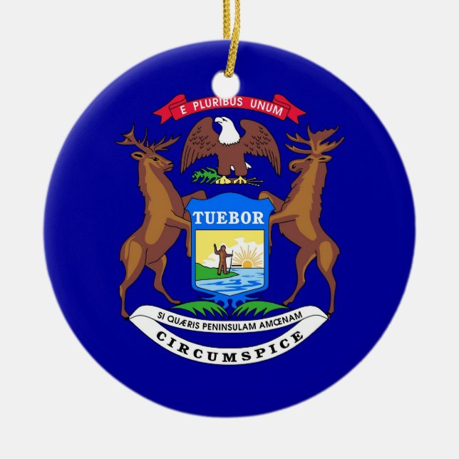 Cerâmica Ornamento com bandeira de Michigan (Frente)