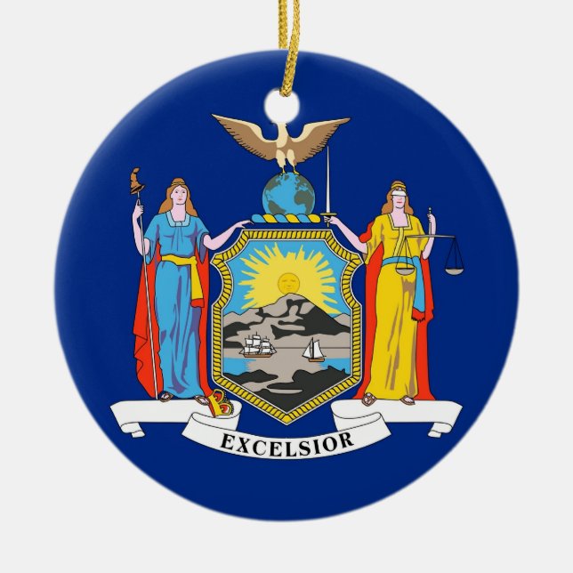 Cerâmica Ornamento com bandeira de Nova Iorque (Frente)