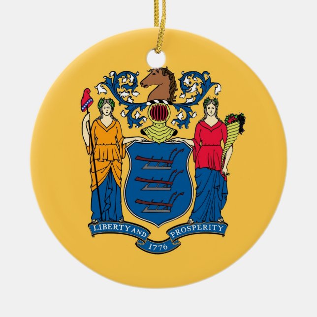 Cerâmica Ornamento com bandeira de Nova Jersey (Frente)
