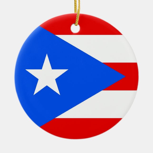 Cerâmica Ornamento com bandeira de Porto Rico (Frente)