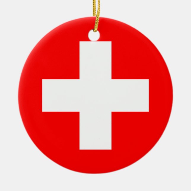 Cerâmica Ornamento com bandeira de Suiça (Frente)