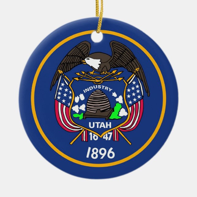 Cerâmica Ornamento com bandeira de Utah (Frente)