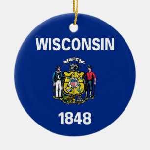 Cerâmica Ornamento com bandeira de Wisconsin