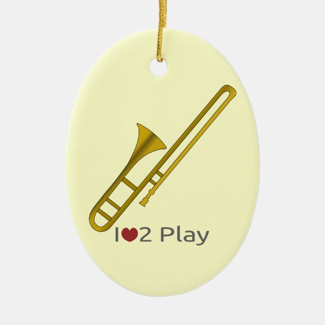 Cerâmica Ornamento com ilustração de trombone (Frente)