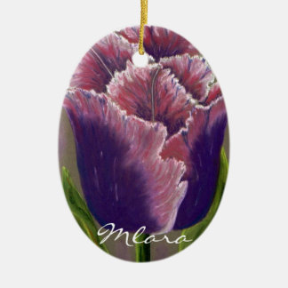 Cerâmica Ornamento com trabalho de arte das tulipas por